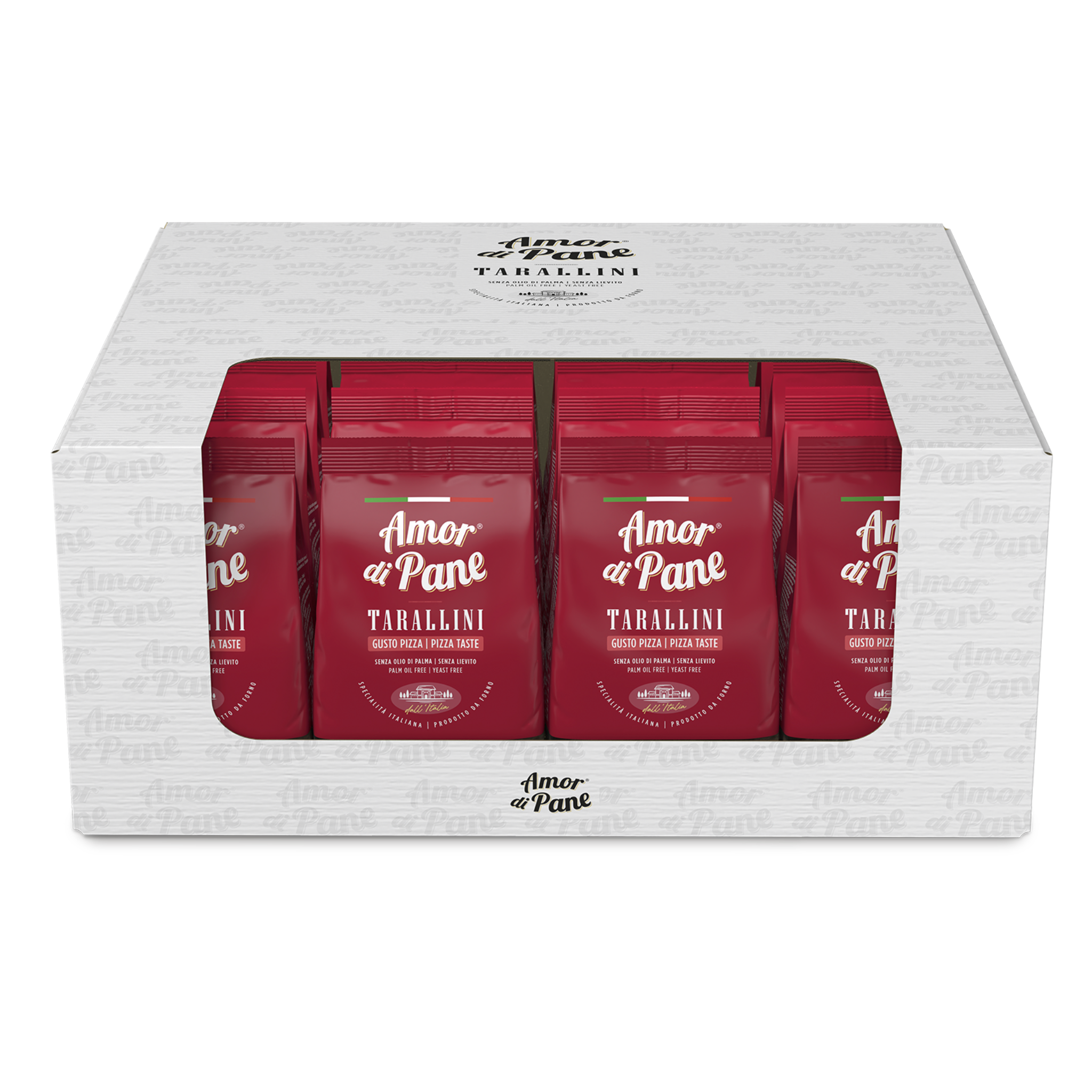 Produktbild von Amor di Pane Tarallini Gusto Pizza in einem Karton